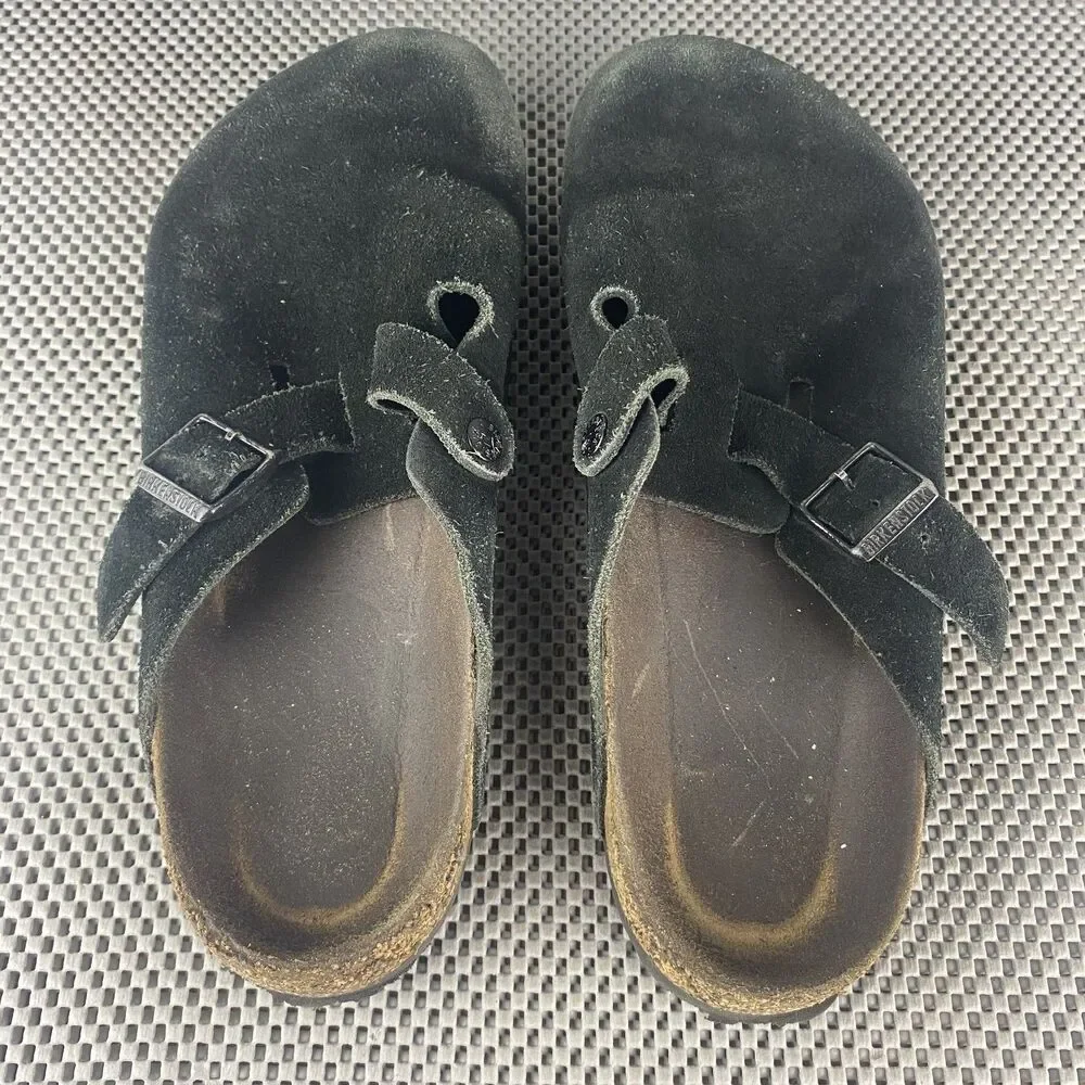 Birkenstock Boston Sandals Adult 43 Black Leather Slide Clog Casual